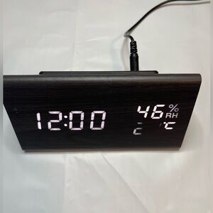 Digital Alarm Clock, with Wooden Electronic LED Time Display